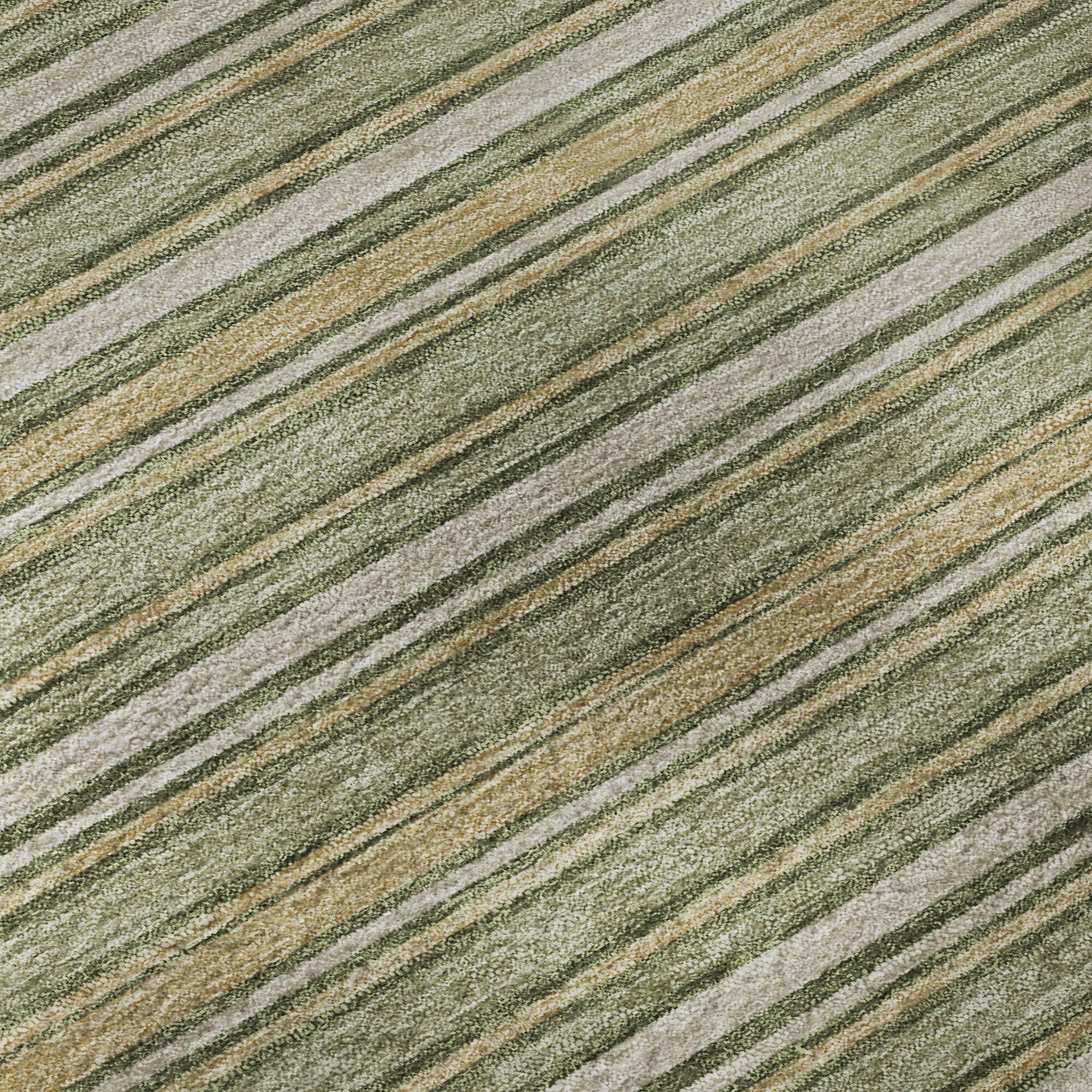 37B Soft Essentials Striped Olive 8' Round Indoor/Outdoor Area Rug