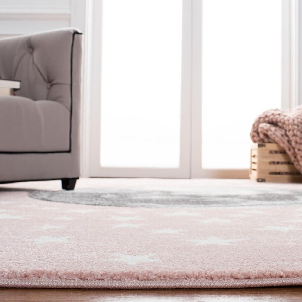 Safavieh Carousel CRK135 6&#39;7&quot; Square Pink and Grey Kids  Area Rug, , large