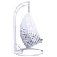 Leisuremod 57" Patio 2-Seat Hanging Egg Swing Chair with Taupe Cushion in White, , large