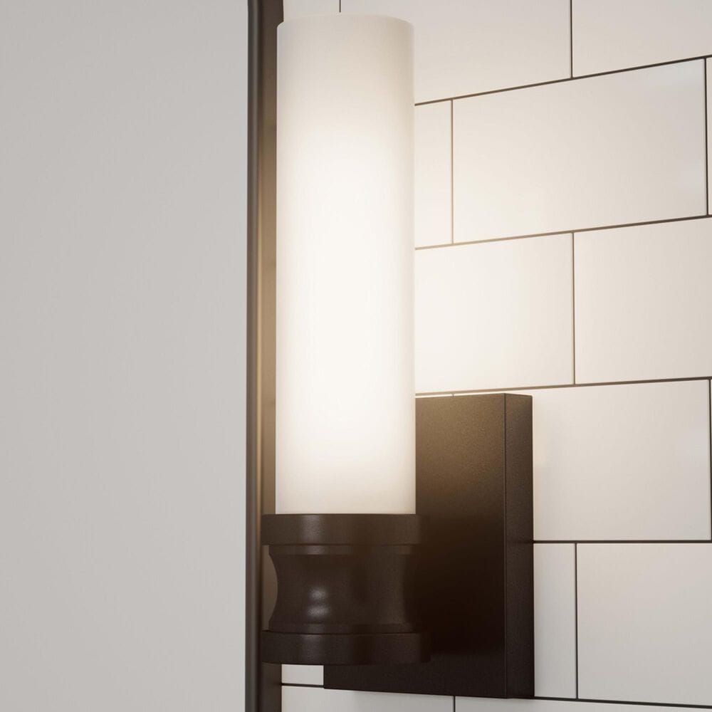 Hunter Lenlock 1-Light Wall Sconce with Cased White Shade in Noble Bronze, , large