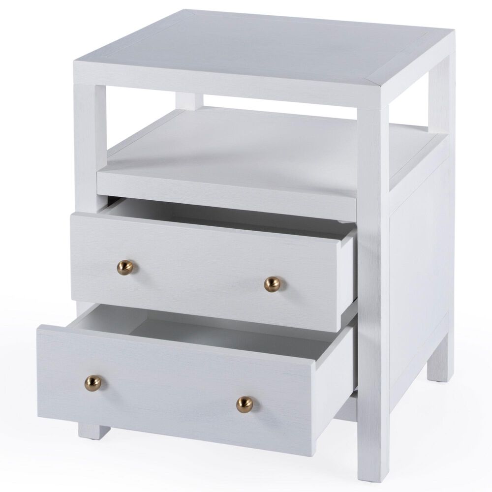 Butler Specialty Company Nora 2 Drawer Nightstand with Open Shelf in Textured White, , large