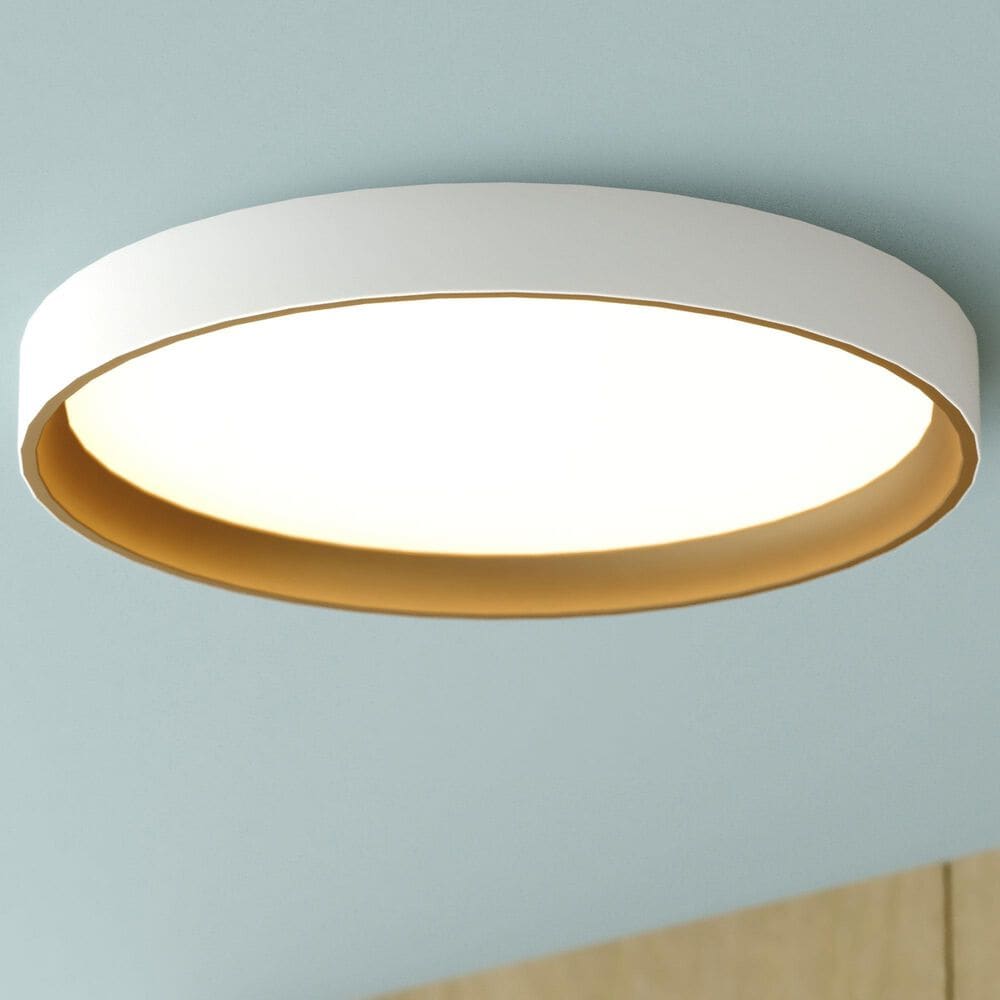 Vaxcel Darien 1-Light Flush Mount in White and Gold, , large