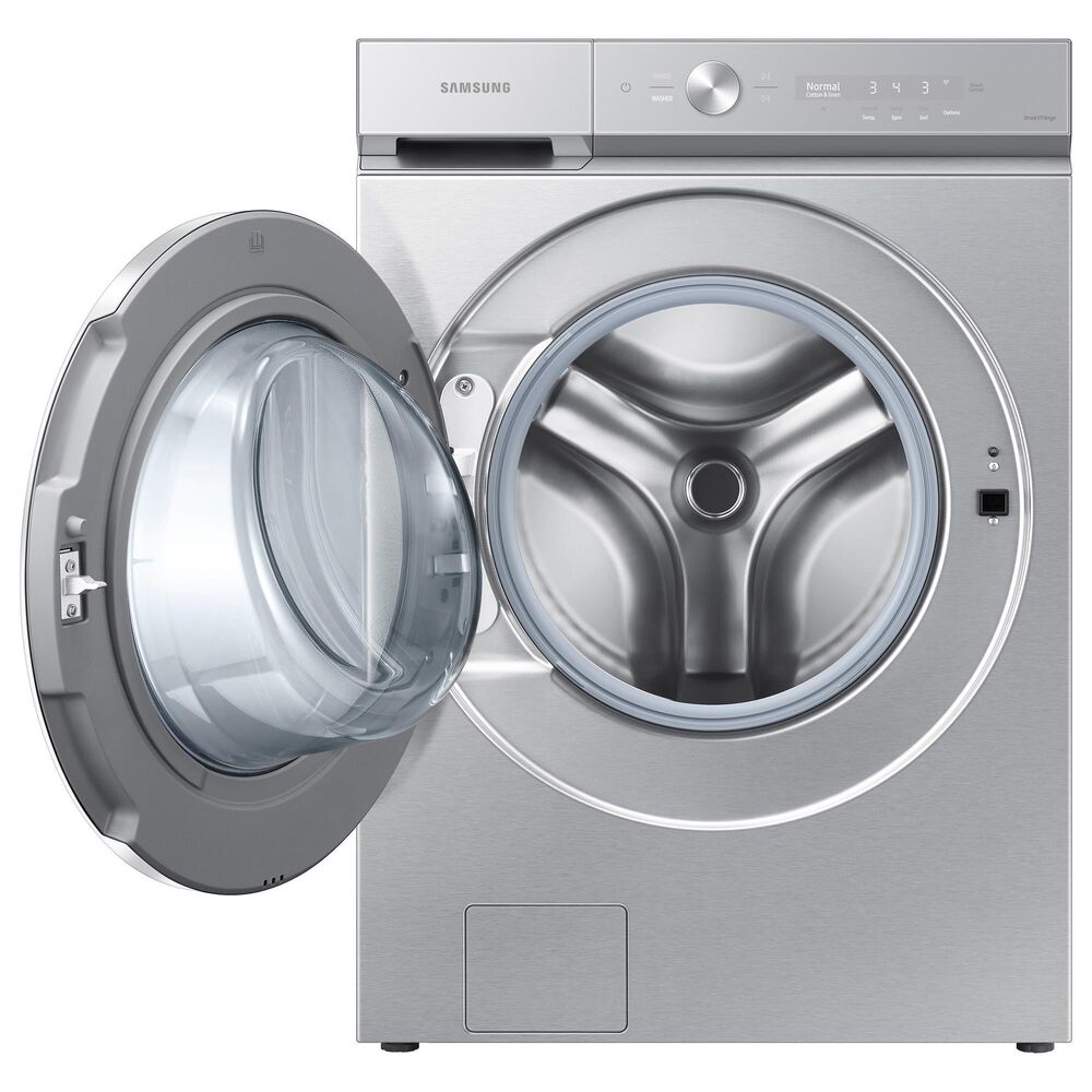 Samsung Bespoke Laundry Pair with 6.1 Cu. Ft. Front Load Washer and 7.6 Cu. Ft. Gas Dryer in Silver Steel, , large
