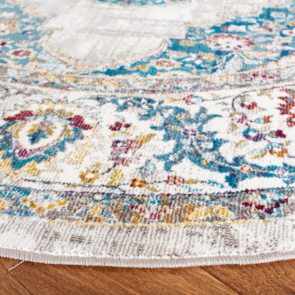 Safavieh Aria ARA116A 6&#39;6&quot; Round Blue and Ivory Area Rug, , large