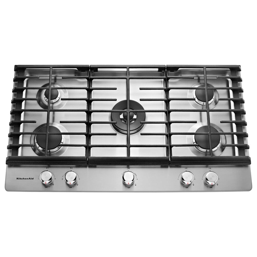 KitchenAid 2-Piece Kitchen Package with Black Ore 30" Smart Single Wall Oven and Stainless Steel 36" Gas Cooktop, , large