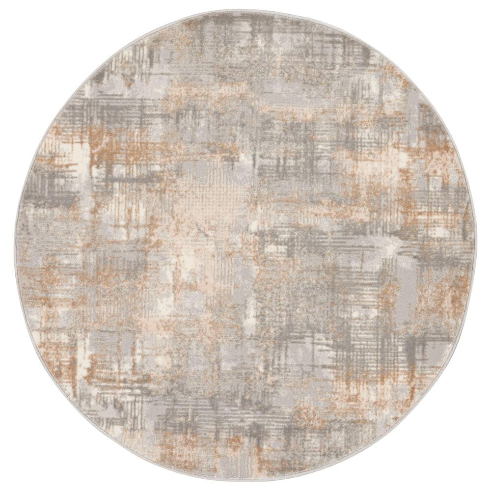 Nourison Rush CK951 4&#39; Round Grey and Beige Area Rug, , large