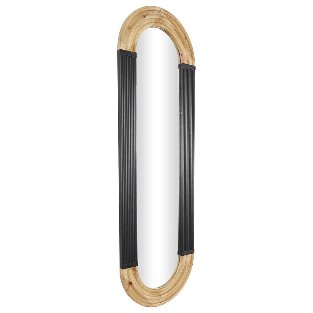 Maple and Jade 68&quot; x 22&quot; Oval Wall Mirror with Dimensional Carved Frame in Brown and Black, , large