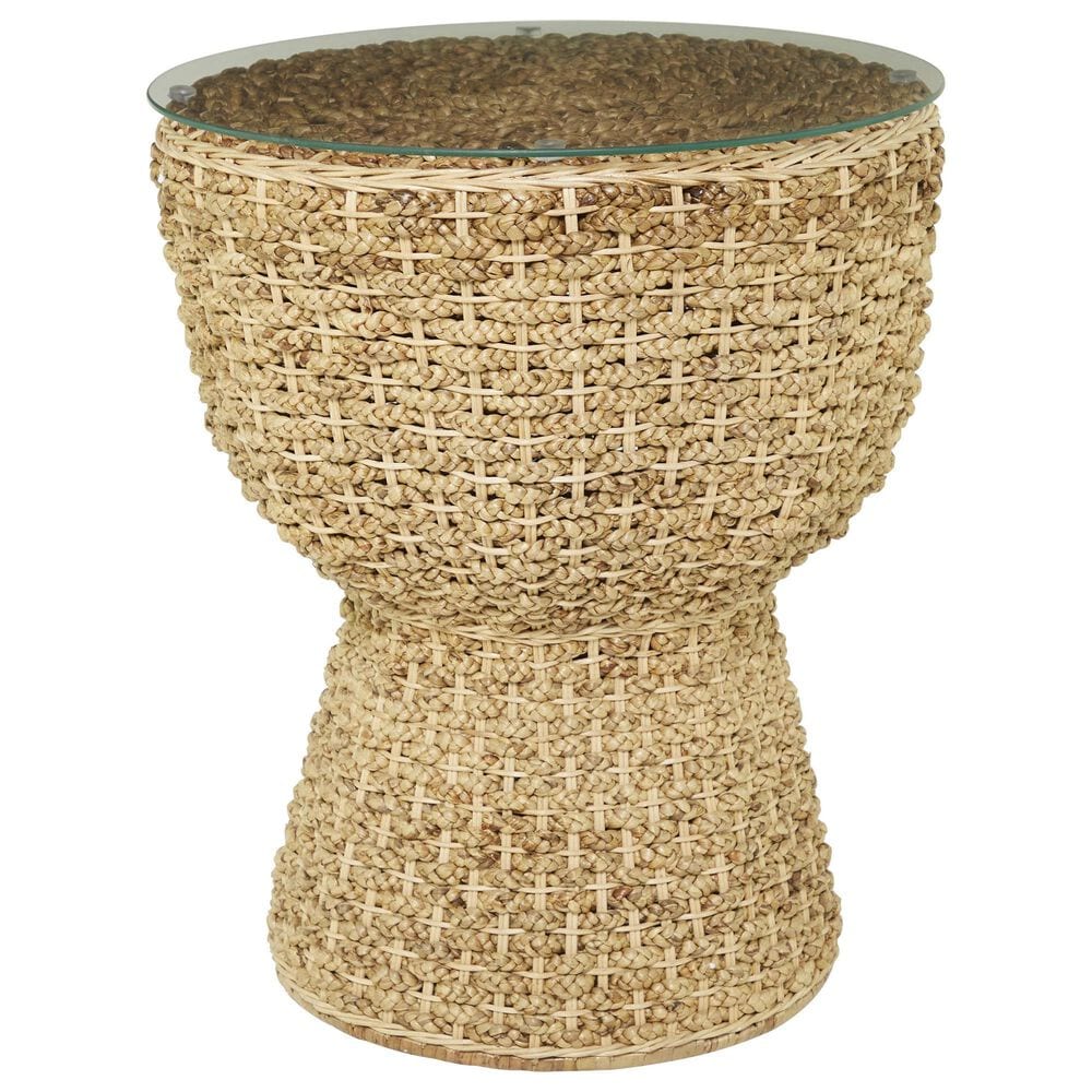 Maple and Jade Seagrass Handmade Woven End Table in Natural Brown, , large