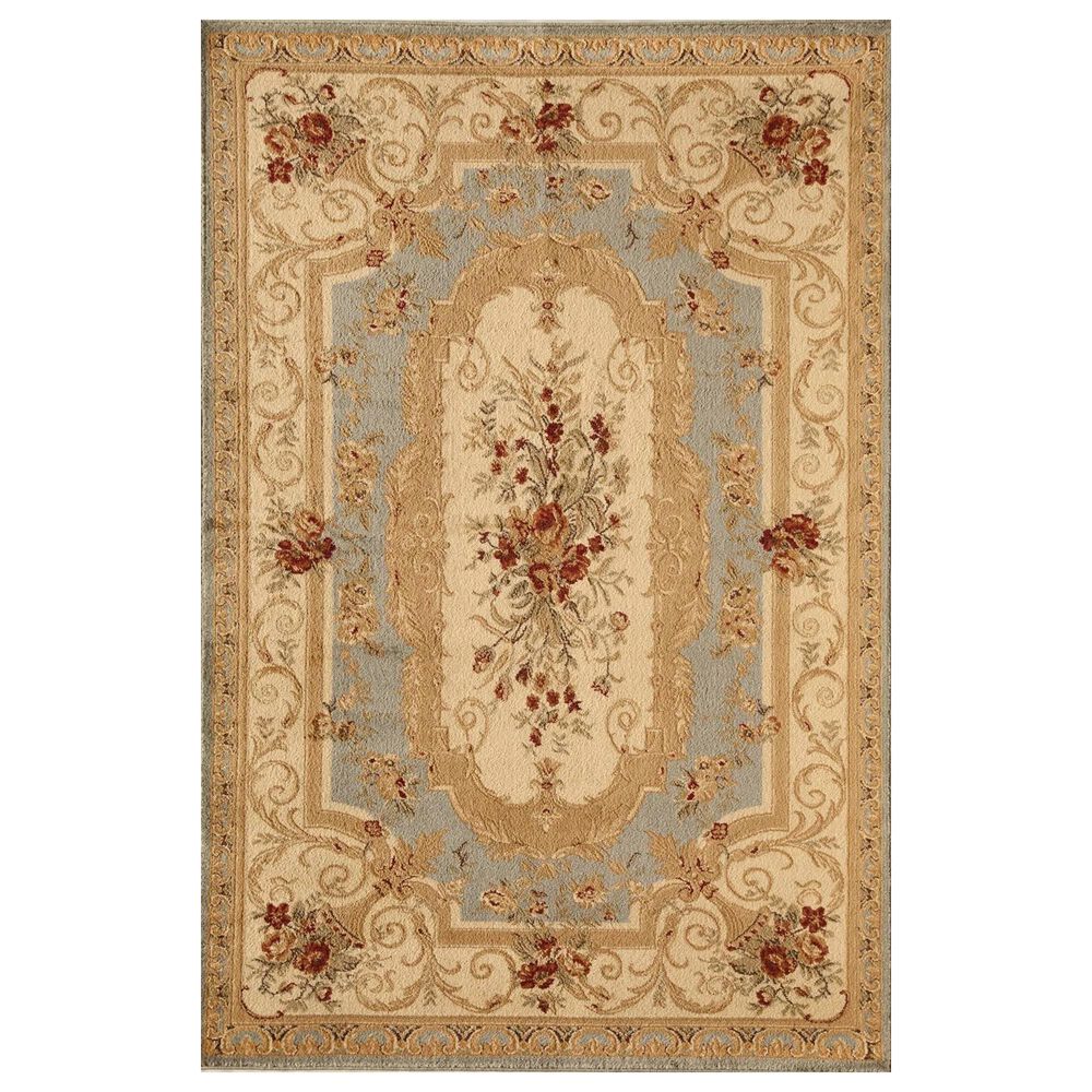Rugs America Sorrento Aubusson 7'10" x 10'10" Blue and Gold Area Rug