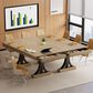 GARVEE 71" Rectangular Dining Table with Two Storage Drawers in Aged Natural - Table Only, , large