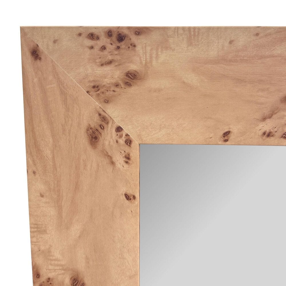 Howard Elliott Burled Rectangular Wall Mirror in Brown, , large