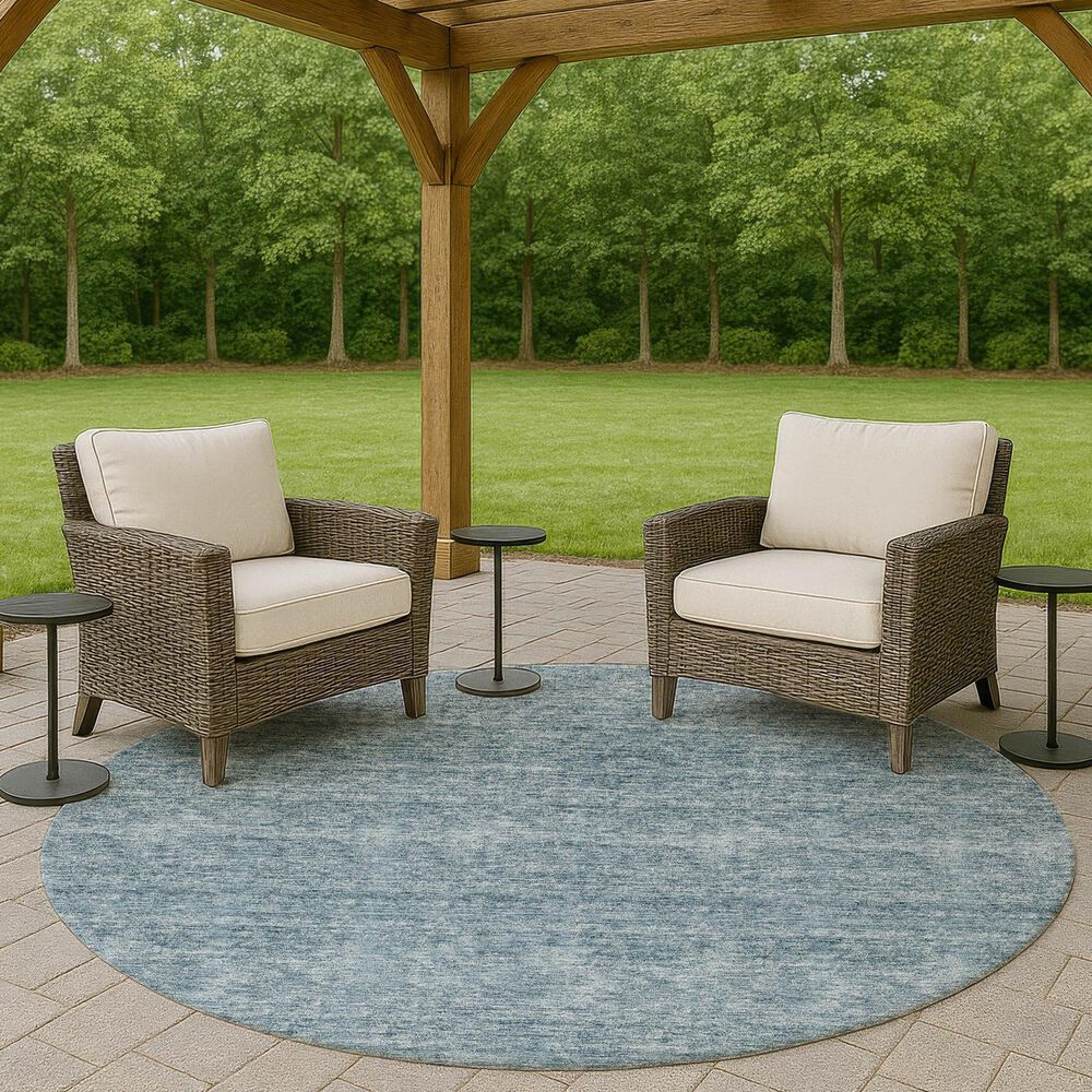 Dalyn Rug Company Soft Essentials Solid Denim 8' Round Indoor/Outdoor Area Rug, , large