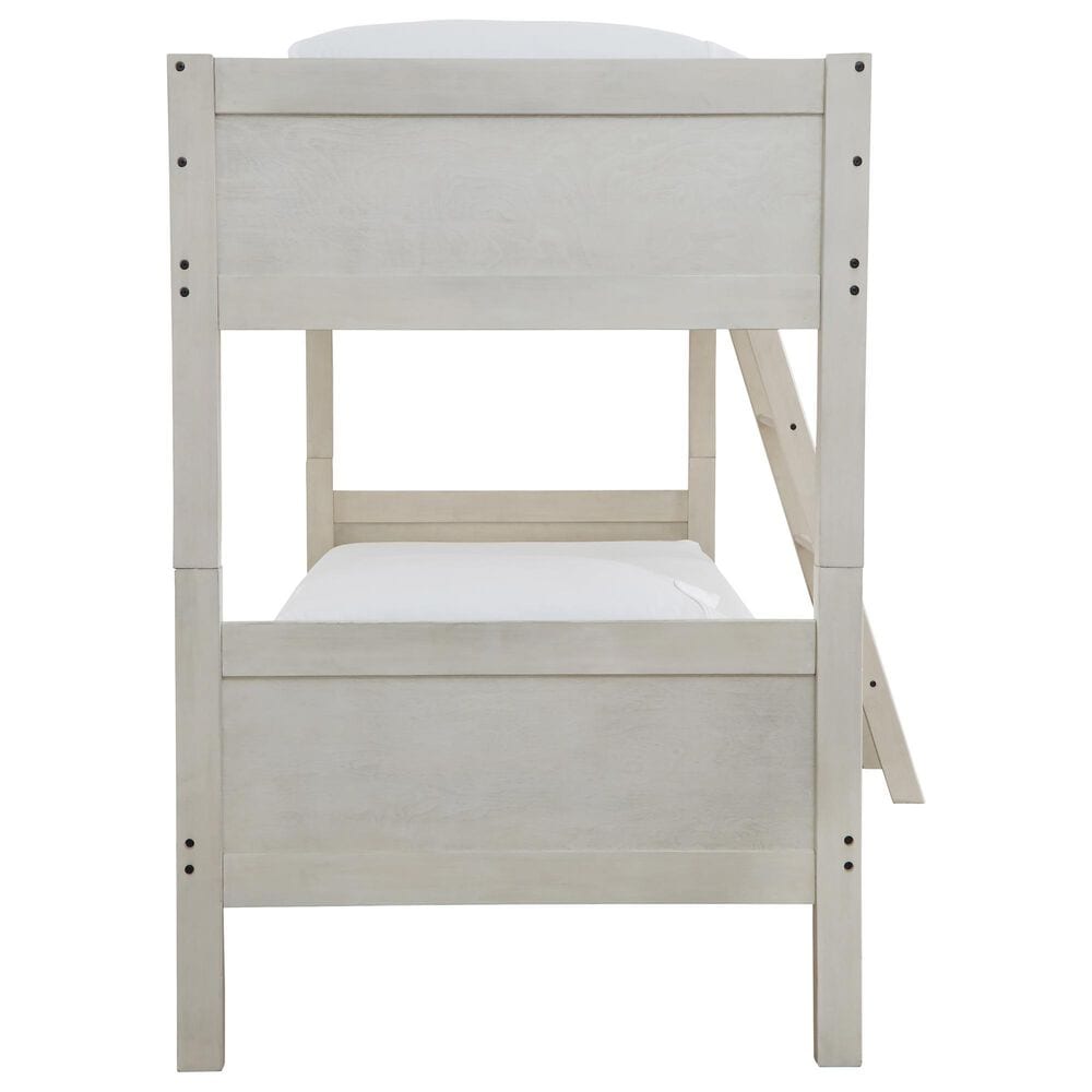 Ashley Robbinsdale Twin over Twin Bunk Bed with Ladder in Antique White, , large