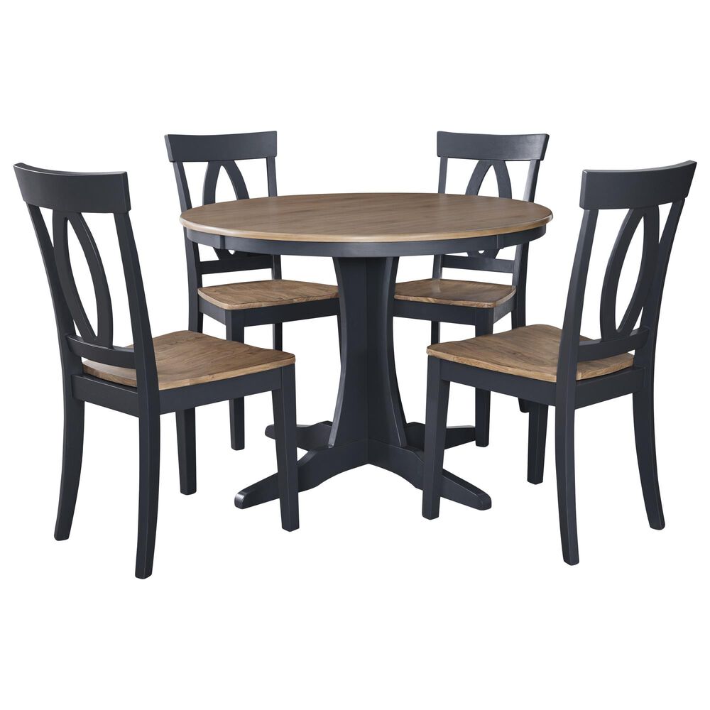 Ashley Landocken Round Dining Table in Light Brown and Dark Slate Blue - Table Only, , large