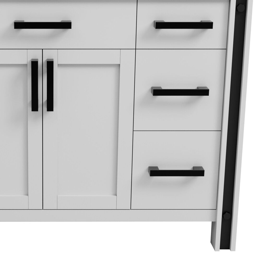 Lexora Home Ziva 48&quot; Single Bathroom Vanity in White with 2 cm White Quartz Top and Rectangular Sink, , large