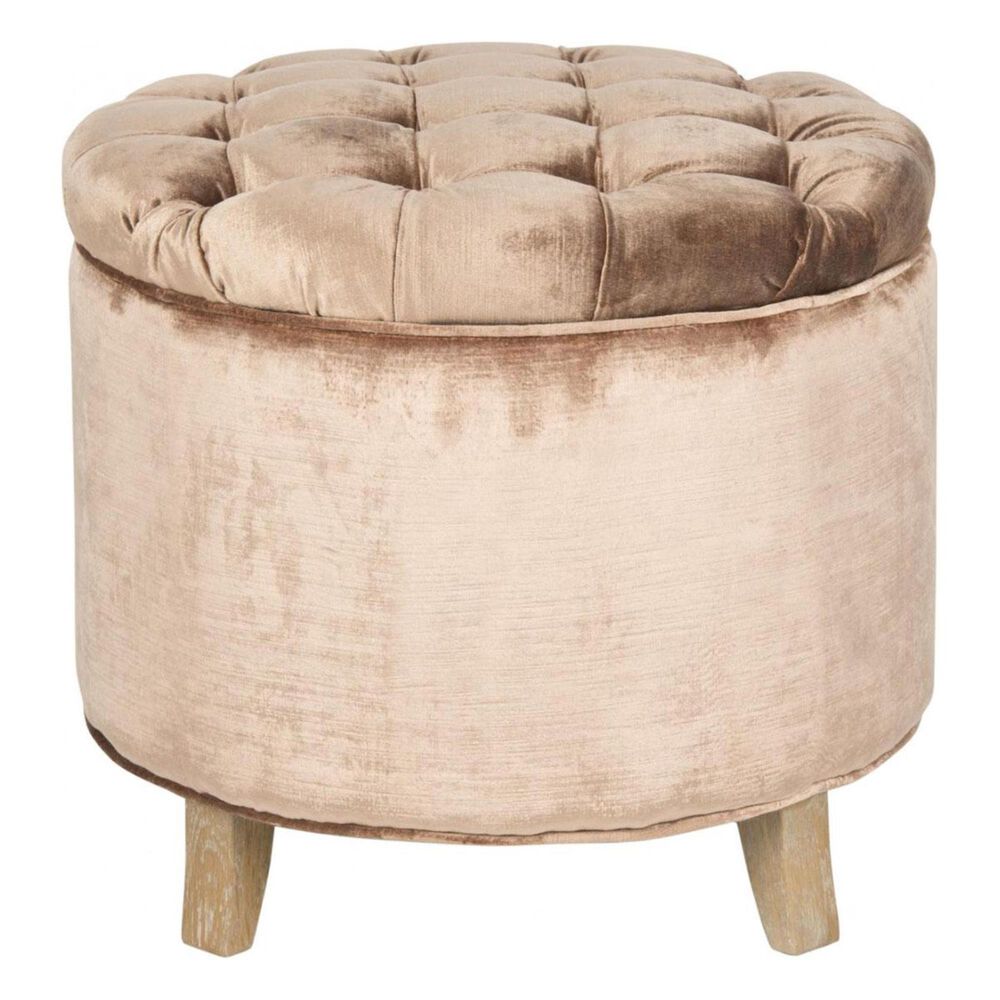 Safavieh Amelia Tufted Storage Ottoman in Mink Brown, , large