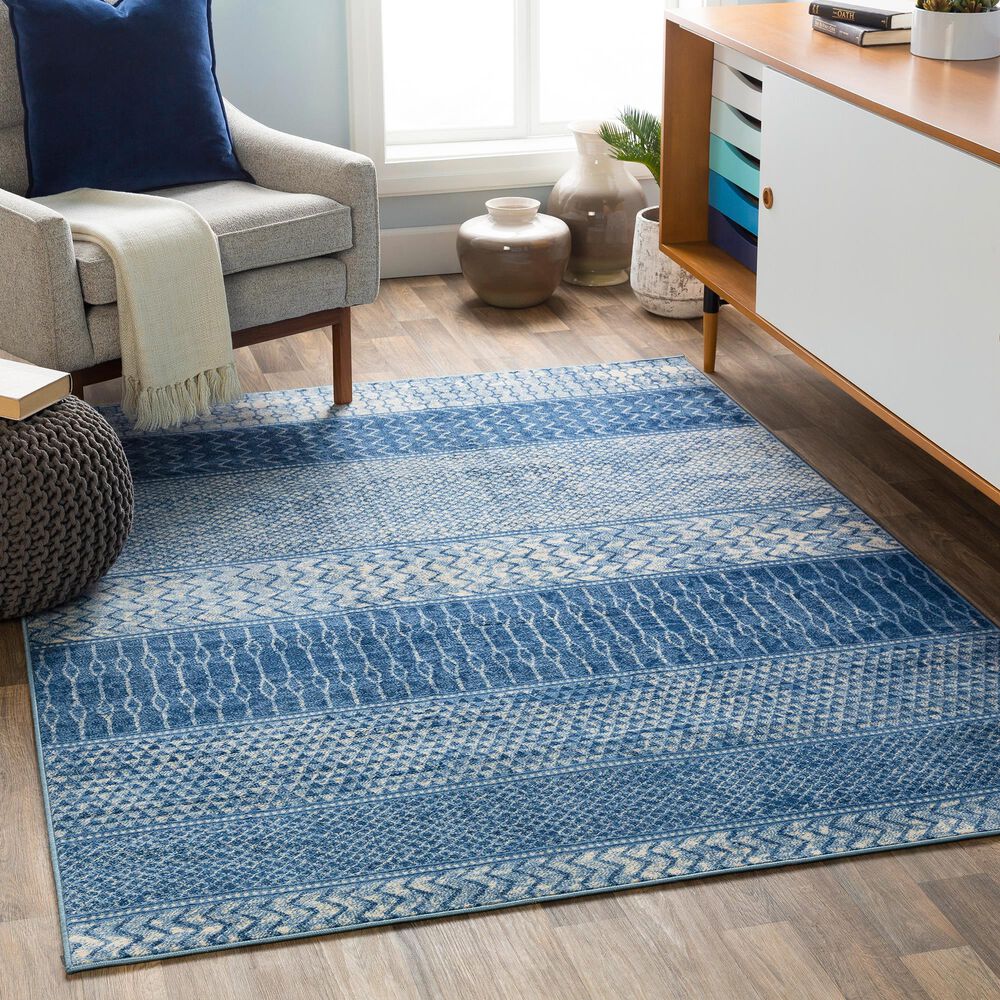Surya Monaco MOC-2305 6&#39;9&quot; x 9&#39;9&quot; Bright Blue, Navy and Cream Area Rug, , large