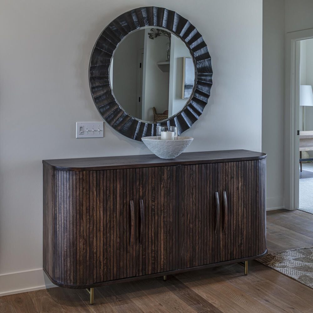 Uttermost Caribou Round Wall Mirror in Dark Espresso, , large