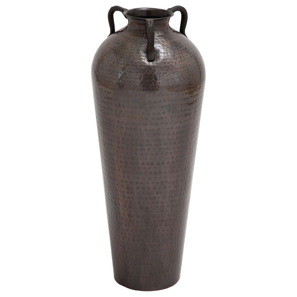 Maple and Jade 32" x 12" Iron Vase in Polished and Textured Brown, , large
