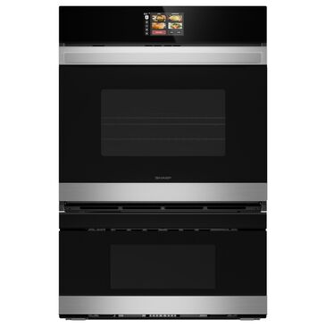 Sharp 30" Smart Electric Microwave Wall Oven Combo in Stainless Steel and Black, , large
