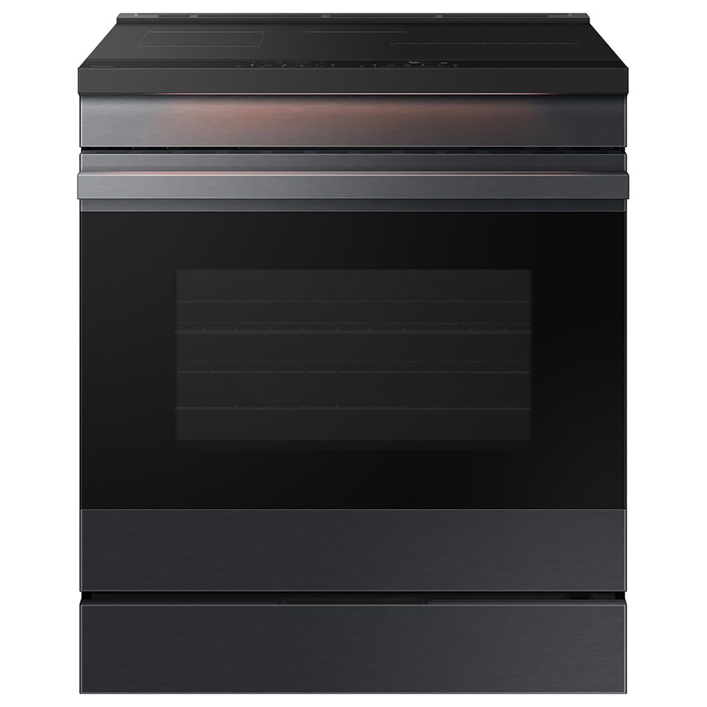 Samsung Bespoke Bespoke 6.3 Cu. Ft. Smart Slide-In Induction Electric Range with Ambient Edge Lighting in Matte Black Steel, , large