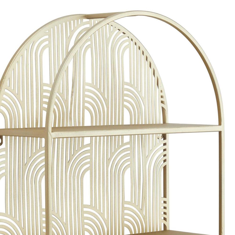Maple and Jade 3-Level Rounded Room Wall Shelf with Arch Pattern in Gold, , large