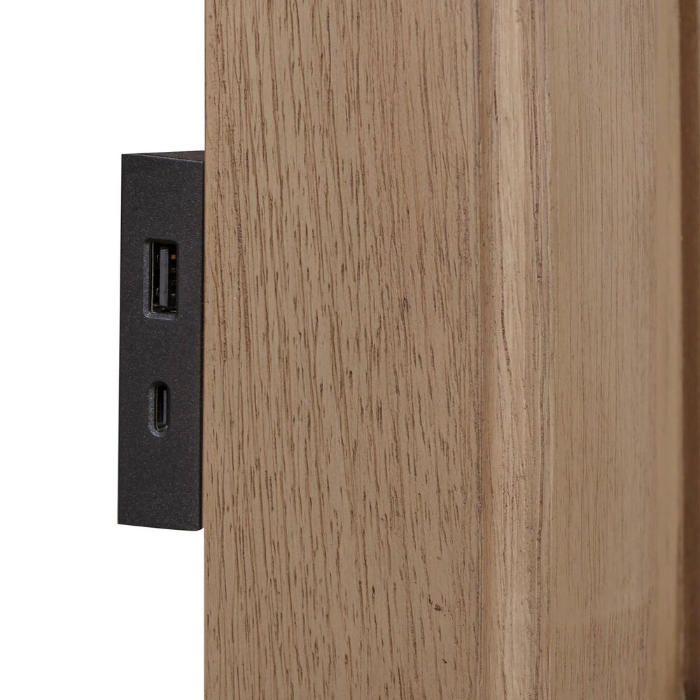 Riva Ridge Oxford 4-Piece Queen Sleigh Bedroom Set in Tan with USB Ports, , large