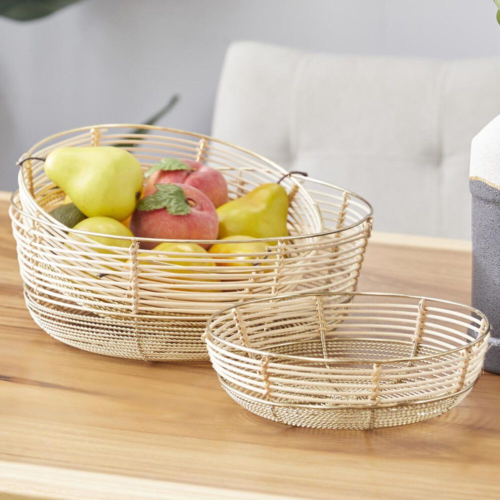 Maple and Jade Contemporary Decorative Bowl in Gold &#40;Set of 3&#41;, , large