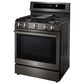 LG 2-Piece Kitchen Package with 6.3 Cu. Ft. Smart Freestanding Gas Range and 2.1 Cu. Ft. Smart Over-the-Range Microwave in Black Stainless Steel, , large