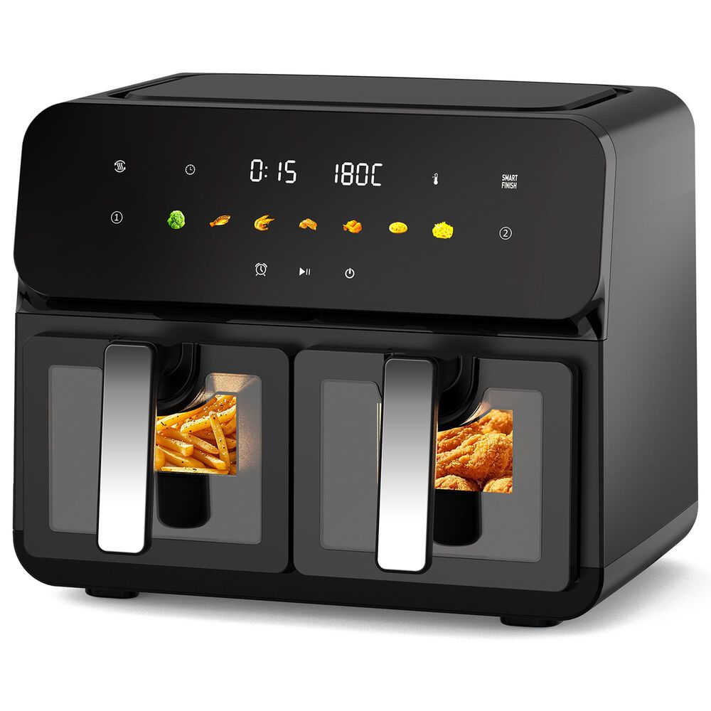 HOMLUX 10 Qt Dual Air Fryer with Easy-View Window in Black, , large