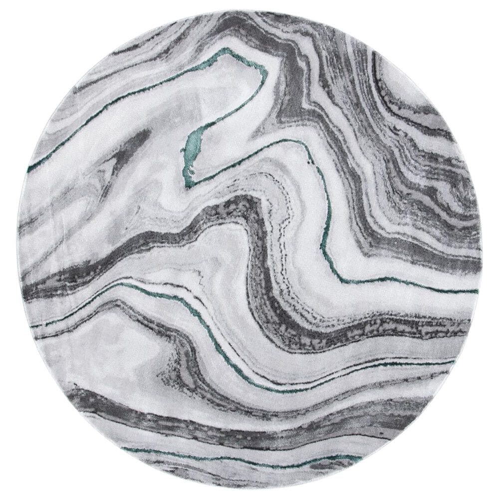 Safavieh Craft CFT819Y 5"3" Round Grey and Green Area Rug, , large