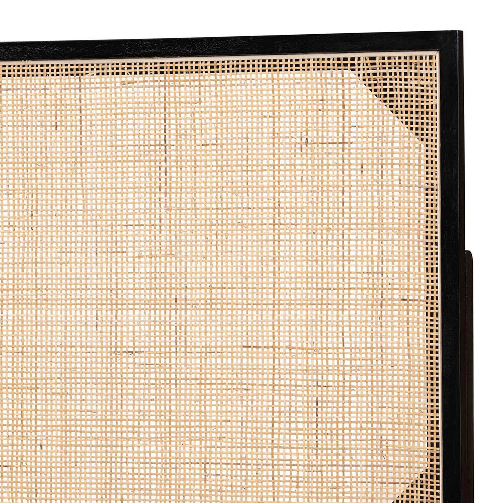 Baxton Studio Aurelia Queen Panel Headboard in Black and Natural Brown, , large