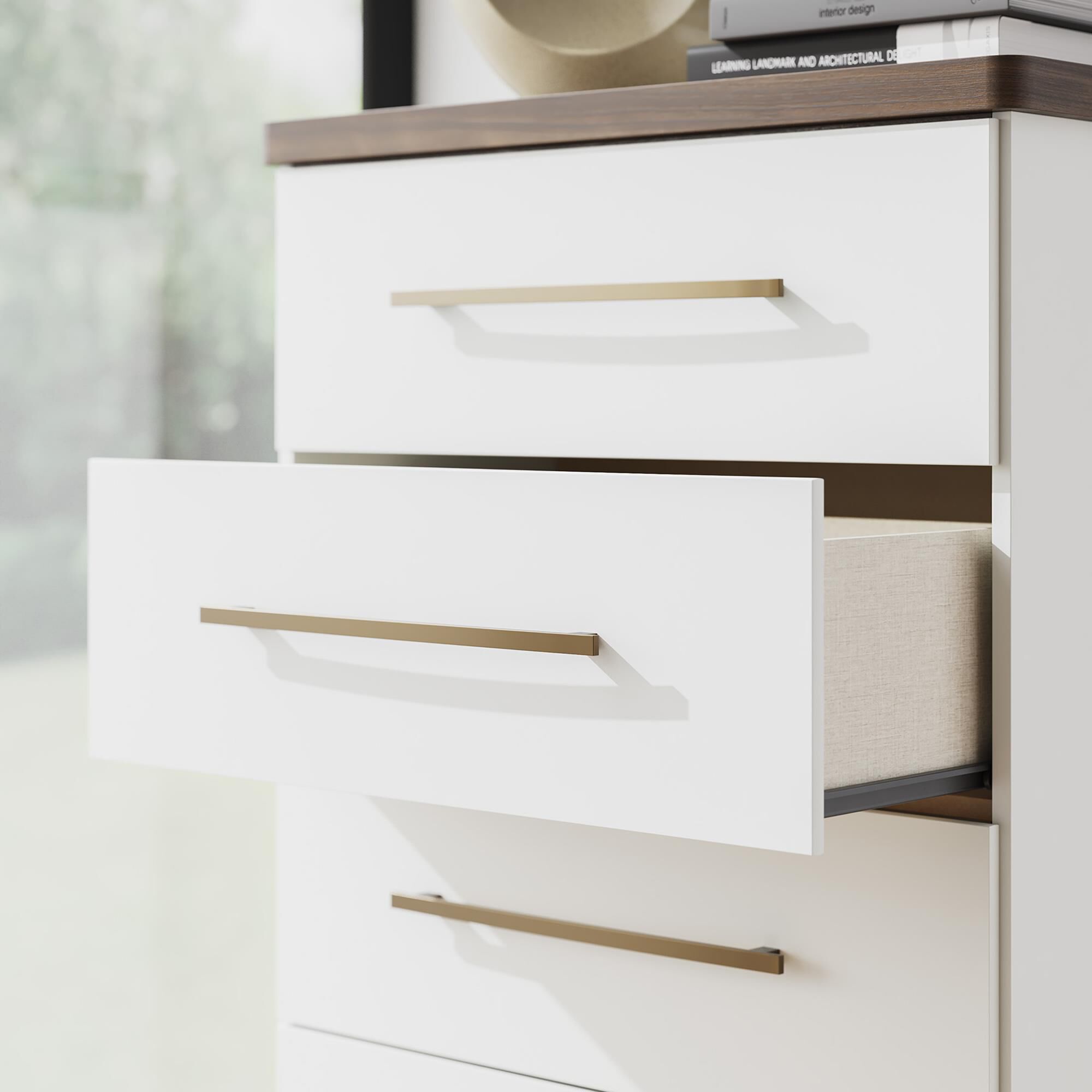 Ashley Kendanport 5-Drawer Chest in Dark Brown and Matte White