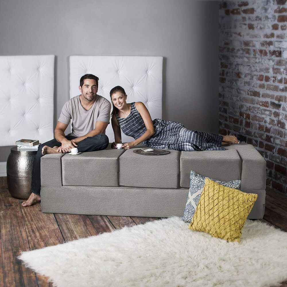 Jaxx Zipline Convertible Sleeper Sofa and Ottoman in Pewter, , large