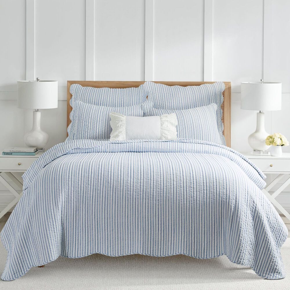 Levtex Martha Stripe 3-Piece King Quilt Set in Blue and White, , large