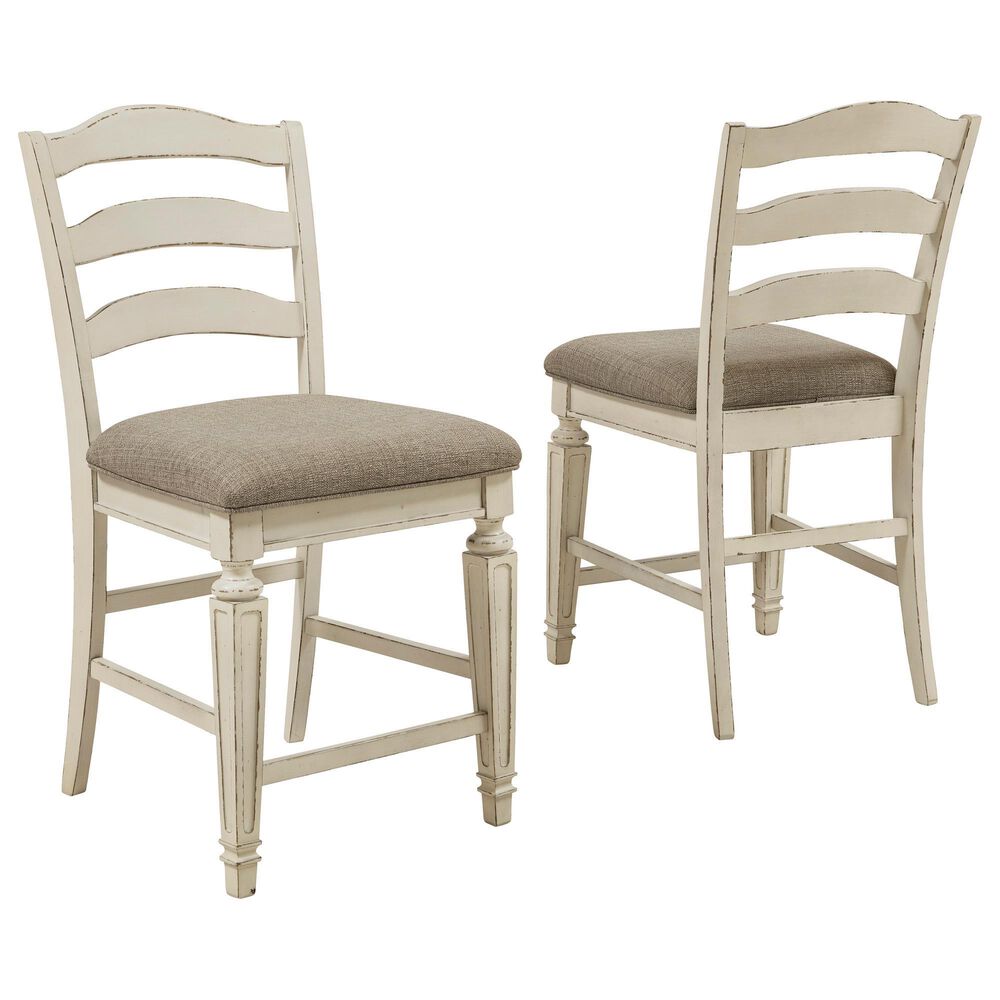 Ashley Realyn Counter Stool Set of 2 in Chipped White, , large