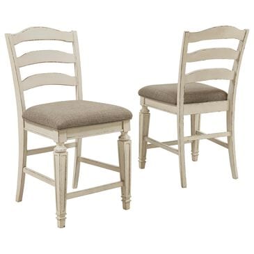 Ashley Realyn Counter Stool Set of 2 in Chipped White, , large