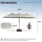 HOMLUX 15" Double-Sided Outdoor Market Umbrella with Sandbag Base in Light Gray, , large