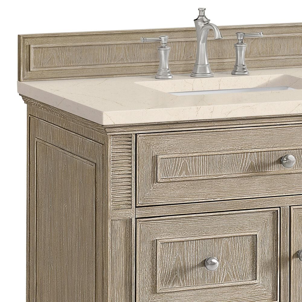 James Martin Vanities Lorelai 36&quot; Single Vanity in Whitewashed Oak with 3 cm Eternal Marfil Quartz Top, , large