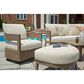 Ashley Serene Bay Ottoman with White Cushion in Dark Brown, , large