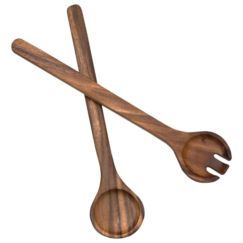 Lipper 2-Piece 13" Round Salad Server Set in Brown, , large