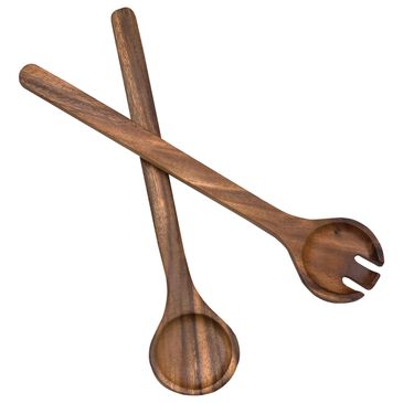 Lipper 2-Piece 13" Round Salad Server Set in Brown, , large