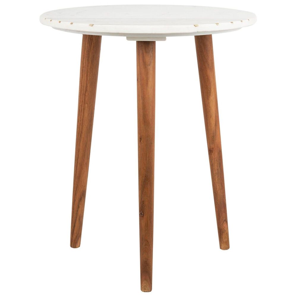 Safavieh Valerie Round Accent Table in Natural Brown, White, and Gold, , large