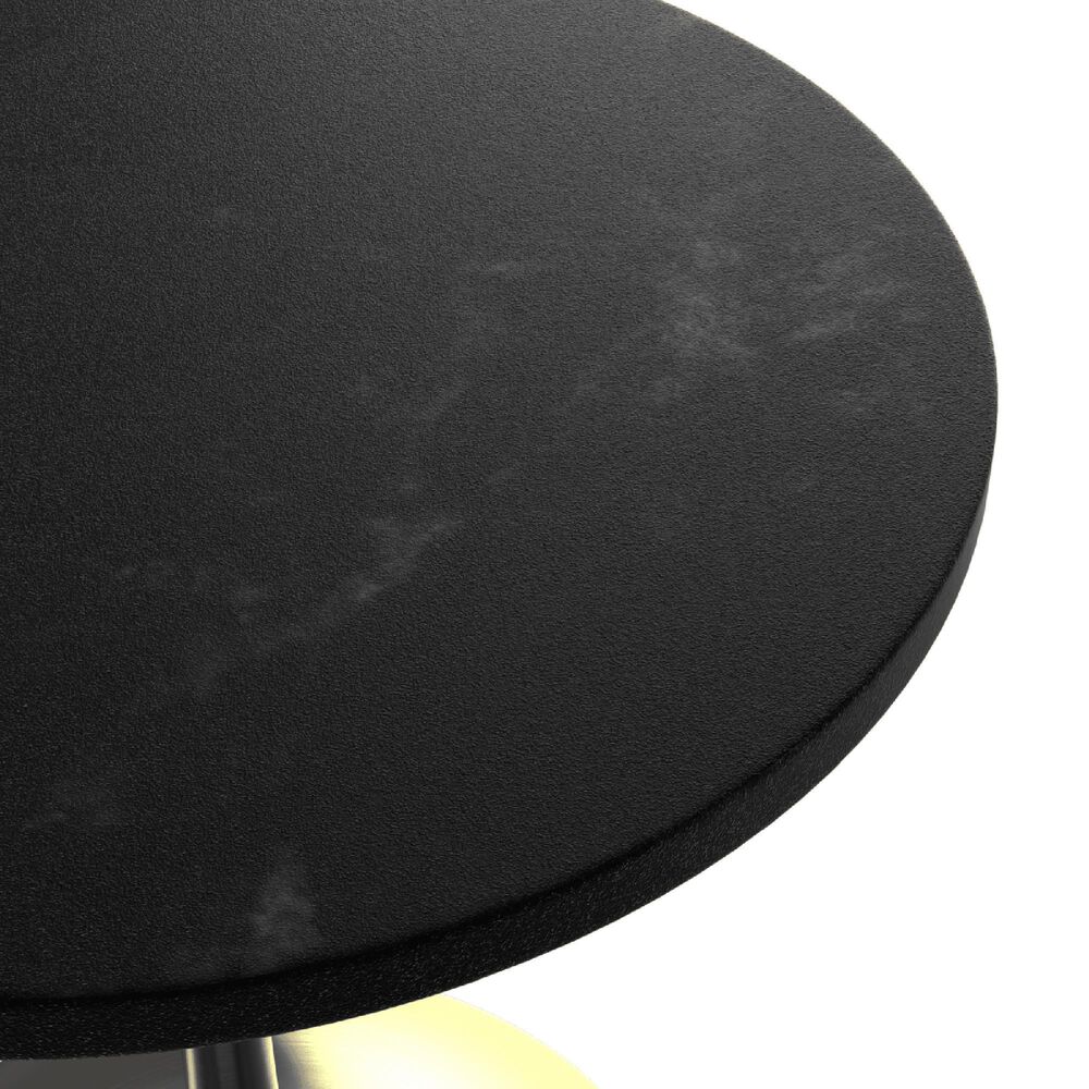 Leisuremod LeisureMod Verve Collection 48 Round Dining Table, Brushed Gold Base with Black MDF Top, , large