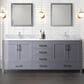 Lexora Home Jacques 80" Double Bathroom Vanity in Dark Grey with 2 cm White Carrara Marble Top and Rectangular Sinks, , large