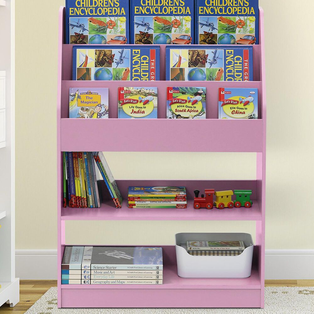 HOMLUX 5-Tier Magazine Bookshelf in Pink, , large