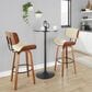 LumiSource Lombardi 30" Swivel Barstool with Cream Faux Leather Upholstery in Walnut and Black (Set of 2), , large