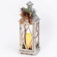 The Gerson Company 21" Holiday Lantern with LED Candle and Floral Accent in White, , large
