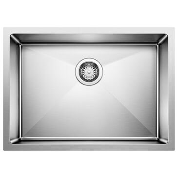 Blanco Quatrus 25" R15 Single Bowl Undermount Kitchen Sink in Refined Brushed, , large