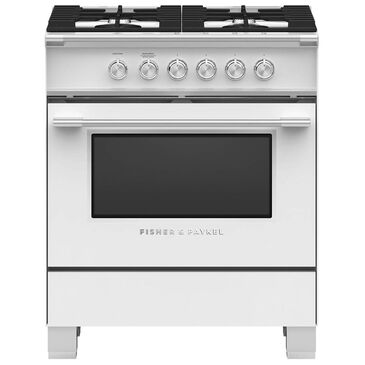 Fisher and Paykel 30" Freestanding Classic Gas Range in White, , large